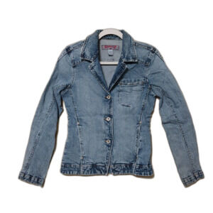 VTG Silver Jeans jacket Womens M blue denim slim fit Streetwear Coastal Cowgirl